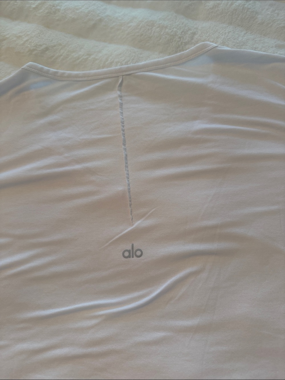ALO Yoga Women’s White Short Sleeve Tee with Center Back Logo